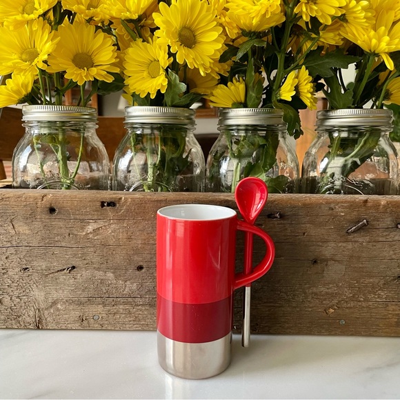Starbucks 2014•Verismo Espresso Mug With Spoon•Red and Silver•Coffee/Latte•8 oz - Picture 2 of 7